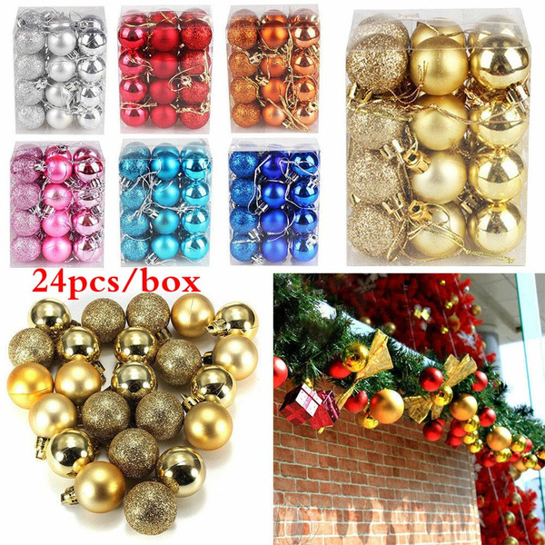 24X Christmas Xmas Tree Ball Bauble Home Party Ornament Hanging Decor 30mm HQ LG