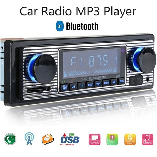 Autoradio Bluetooth 1 Din Car Radio Bluetooth Vintage Auto Stereo MP3  Player Stereo USB AUX SD Classic Car Stereo Audio
