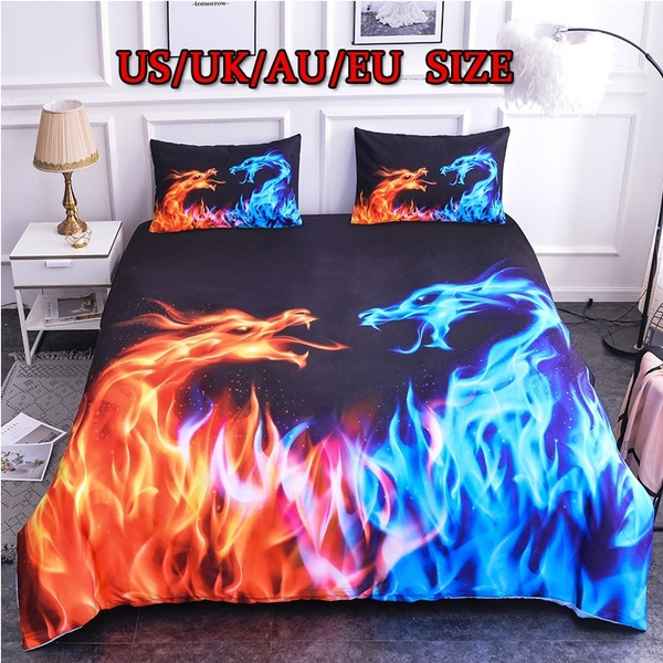 Fire Dragon Bedding Set 3d Duvet Cover, Unique Duvet Covers Queen