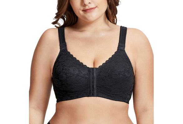 La Isla Women Lace Cotton Front Closure Full Coverage Non-padded Lift Up  Posture Corrector X Back Support Plus Size Wirefree Bra With Adjustable  Wide Straps Women Underwear 38 40 42 44 46