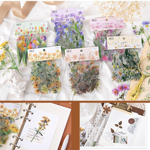 40pcs/pack Plant Flower Paper Sticker Scrapbooking Diary DIY Handbook  Sticker Profile Stickers