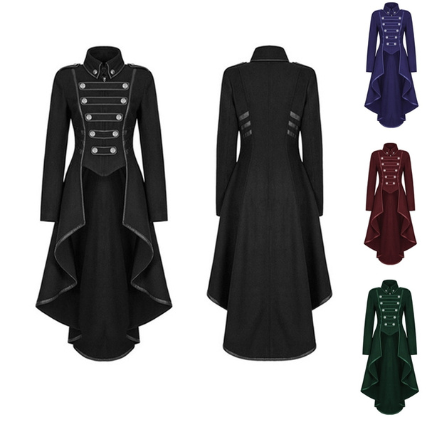 Autumn and winter men's and women's uniforms uniforms steampunk men and  women's neutral army coat retro gothic Victorian style medieval  long-sleeved lapel long windbreaker jacket suit women's fashion Halloween  role-playing jacket cosplay
