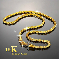 Chain Necklace, 18kgoldnecklace, Joyería de pavo reales, gold