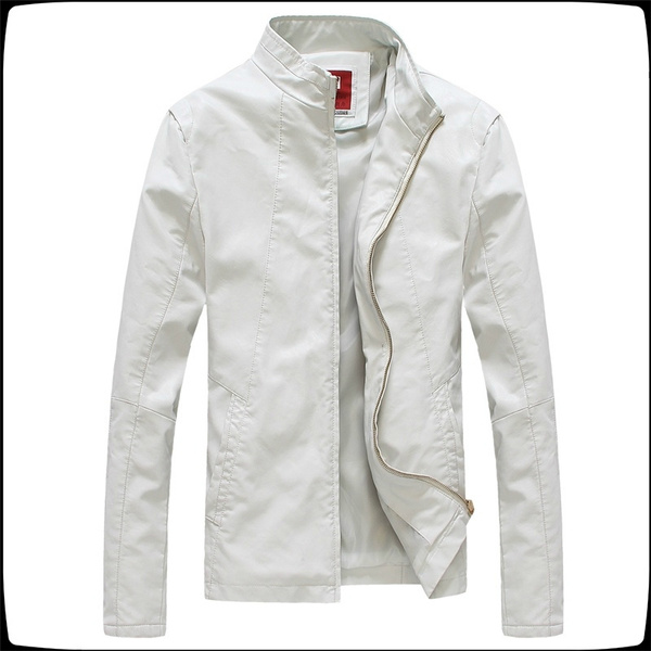 Men Jackets Spring New Leather Coats Men's Leather Clothing White Male ...