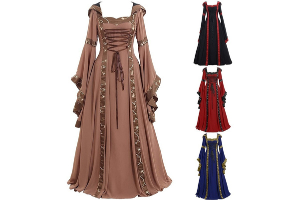 Ichuanyi Dresses for Women 2022, Fall Clearance Women's Vintage Celtic  Medieval Floor Length Renaissance Gothic Cosplay Dress 