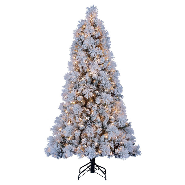 Home Heritage Snowdrift Spruce 6.5 Foot Flocked Christmas Tree with ...