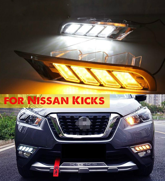 For Nissan Kicks 2017-2018 waterproof yellow turn Signal relay car styling  12V LED DRL Daytime Running Lights Daylight fog lamp