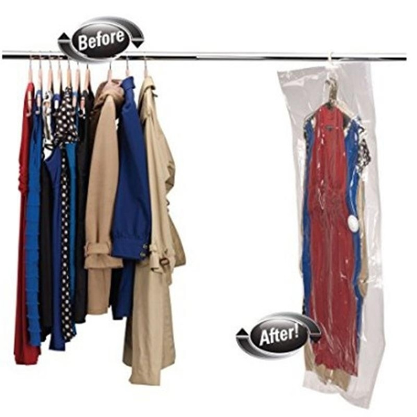 Hanging Vacuum Storage Bag, Space Saving Hanger Suit Clothes
