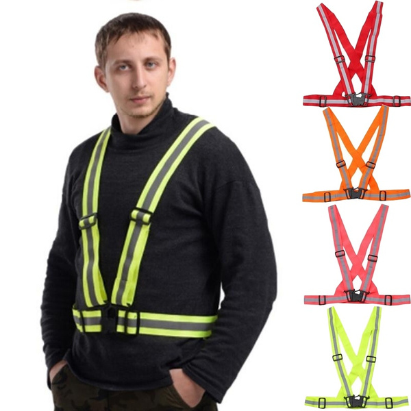 Adjustable Safety Security High Visibility Reflective Vest Gear Stripes