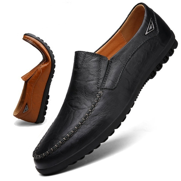 Men's Casual Leather Slip On Moccasins Lazy Driving Loafers Soft Shoes Big Size 