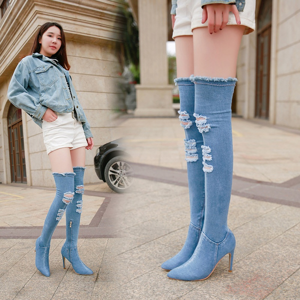 Jean boots for women sale