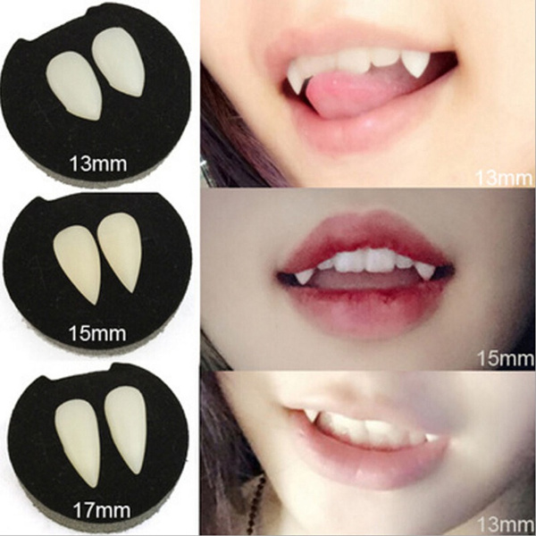 2PCS Bloodcurdling Vampire Werewolves Fangs Fake Dentures Teeth Costume
