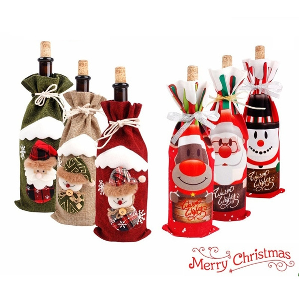 Details about  / Elk Bottle Cloth Wine Bottle Cover Snowman Decor Restaurant Christmas Decor LP