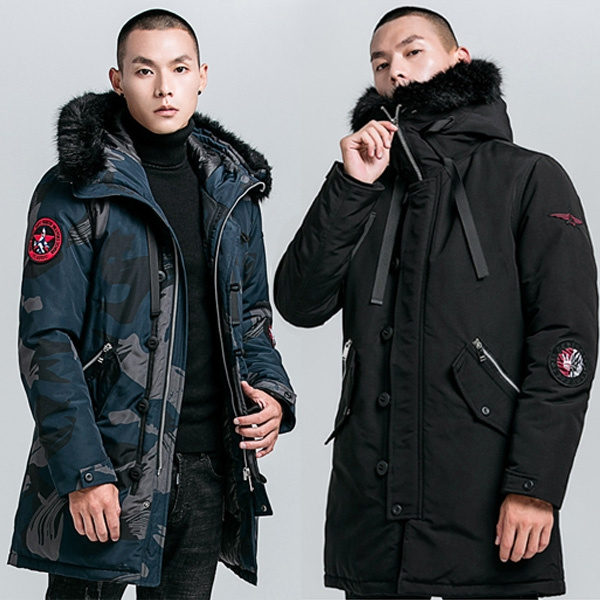 mens long hooded parka