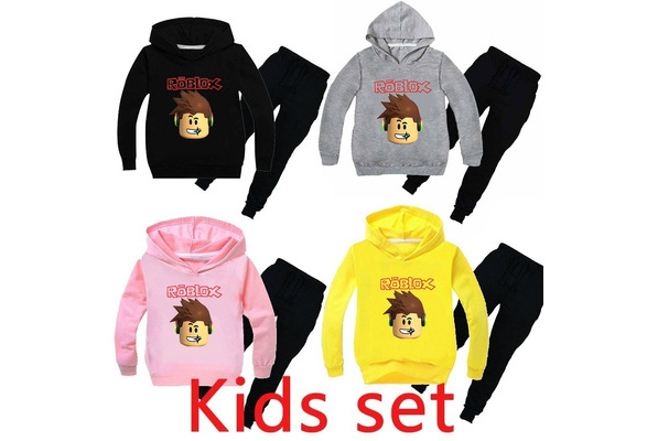 Roblox Children S Clothes Suit Hoodie Pants Two Piece Hooded Sweatshirt Suit Suitable For Boys And Girls Sportswear Wish - pink suit roblox