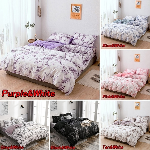 Duvet Cover Pillow Shams Set Single Twin Double Full Queen King 10 Size Comforter Covers Purple White Tan Blue Pink Grey Black 6 Colors Bedding Sets Wish Duvet Cover Pillow Shams Set Single, Grey Pink And White Single Bedding