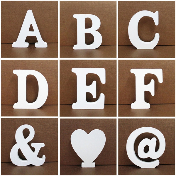 1pc 10cmx10cm White Wooden Letter English Alphabet Diy Personalised Name Design Art Craft Free Standing Heart Wedding Home Decor Wish