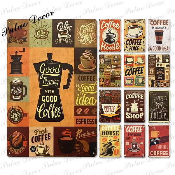 Angry Cat Coffee Metal Tin Sign,Coffee Right Meow!!Fun Bathroom Vintage Tin  Signs Office Bar Sign Man Cave Decor Cafe Farmhouse Wall Decoration Art