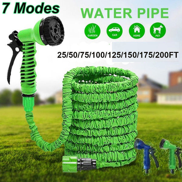 25-200ft Expandable Flexible Water Hoses Pipe Watering Spray Gun for Car Garden 