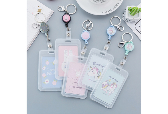 Kawaii Unicorn Retractable Badge Cute Cartoon Transparent Card ID