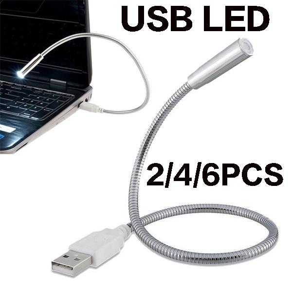 2/4/6pcs USB LED GOOSENECK Small table lamp Laptop keyboard light Bendable  Night Light edgerelief