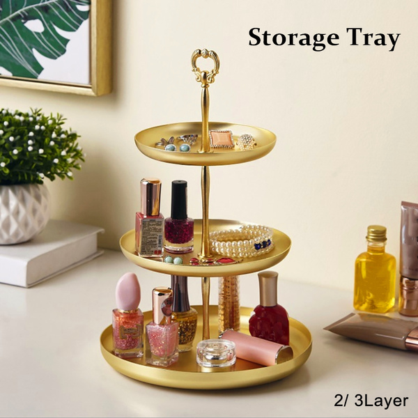 Delicate and retro Art Iron Jewelry Stand Holder Storage Organizer Plate  Tray Tower for living room bedroom and bathroom