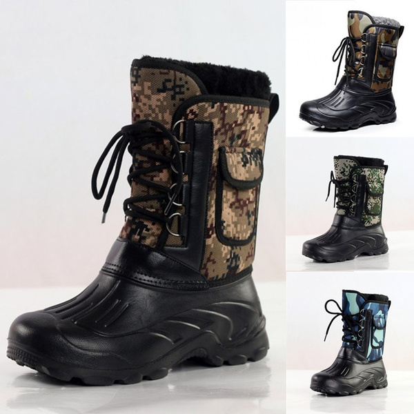 Men Fishing Boots Hunter Rain with Fur Waterproof Camouflage Winter Men ...