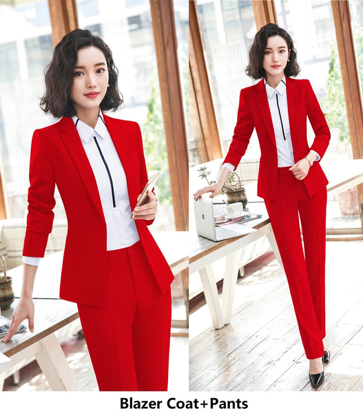 Stylish Red Suit Trousers for Women - XL