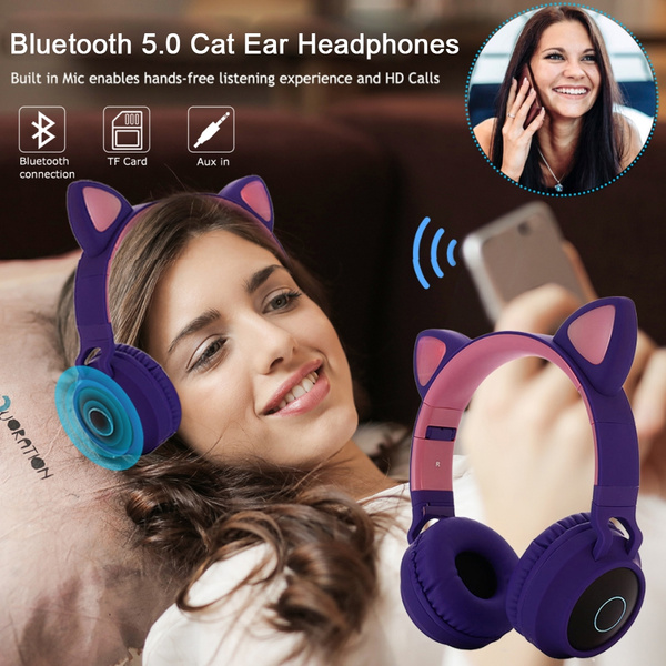 Gaming Headset for Kids Cat Ear Headphones PURPLE