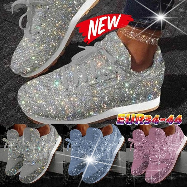 Silver Rhinestone Sparkle Sneakers 6