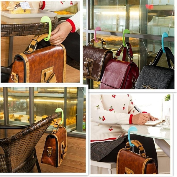 Mini Portable Plastic Bag Hook Buckle Portable Table Desk Brim Purse Bag  Hook Hanger Holder Handbag Hanger