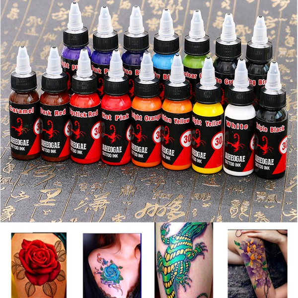 Professional Tattoo Inks Supply 14 Bottles, 1oz Black Pigment