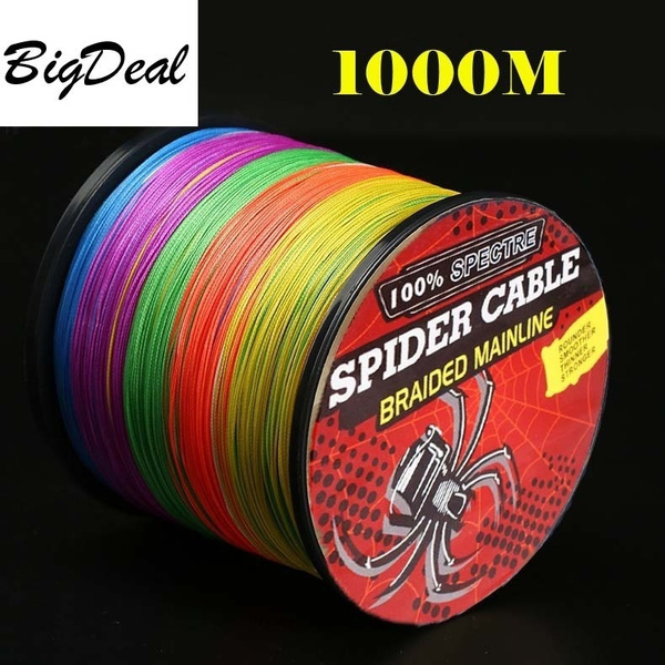 Spider Cable PE Spectra Braid Fishing Line 1000M 6 Colors Outdoor  Freshwater Fishing Line