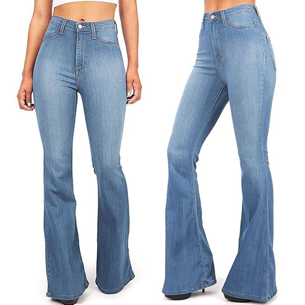 Womens High Waisted Bell Bottom Jeans