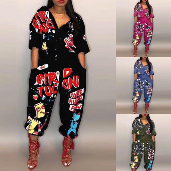 cartoon print jumpsuit