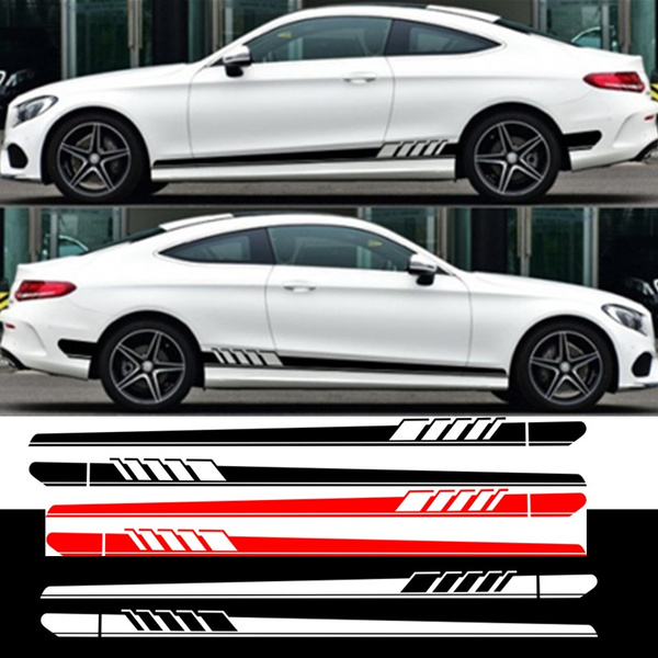 2PCS Car Side Stickers Body Decals Sticker Long Stripes For Mercedes B