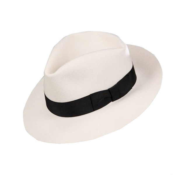 White Capone Trilby Fedora Smooth Criminal Gangster Michael Jackson Hat