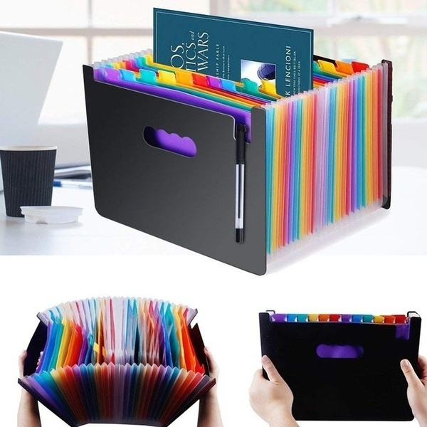 Organiseur De Fichiers Ignifuge A4 Extensible 13 Poches - Porte-Documents Portable Avec Poignée Et Étiquettes