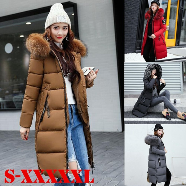 Winter Fashion New Korean Version of The Hooded Slim Large Fur Collar Long  Ladies Cotton Coat Thick Coat
