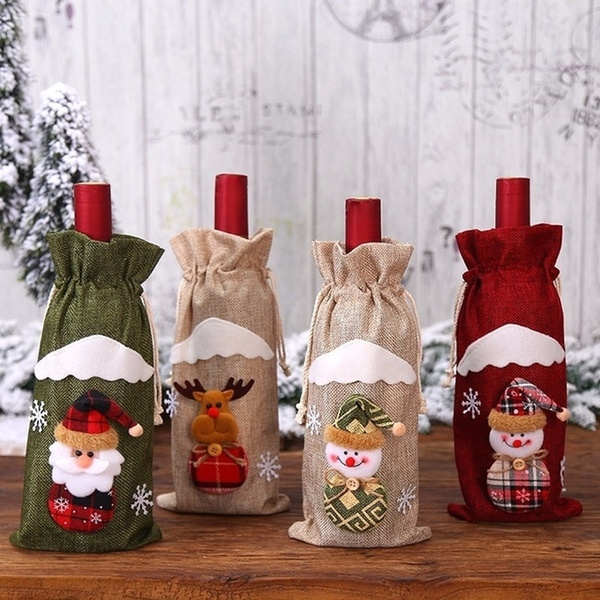 Christmas Santa Wine Bottle Set Bag Bag Candlelight Dinner And