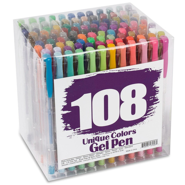 Lineon Gel Pens 108 Colours Gel Pen Set for Adult Colouring Books Art  Markers