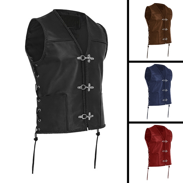 Biker hot sale leather waistcoat