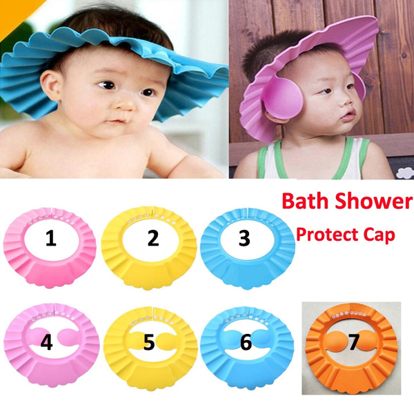 Baby Safe Shampoo Shower Bathing Wash Hair Shield Hat Protection