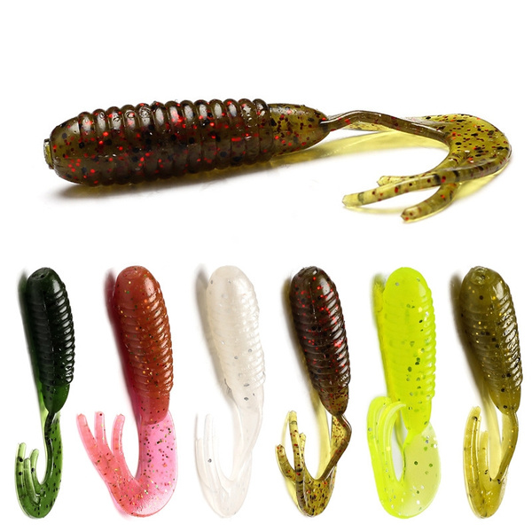 Micro Tail Insect Soft Fishing Lure Soft Baits Lake River Trout Bass Fishing  Lures Soft Silicone Grubs Tailed Fishing Worm Bait 40Pcs