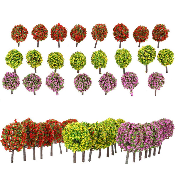 30pcs Scale Model Ball-shaped Flower Model Trees Mixed Tree Model ...