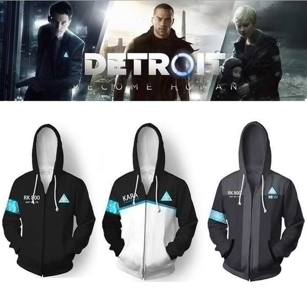 Become Human Connor Kara Cosplay Sweatshirt 3D Print Zipper Coat Jacket Detroit 