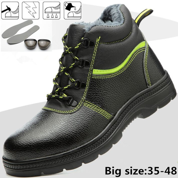 Mens Ankle High Safety Steel Toe Cap Leather Womens Hiking Work Boots Size 