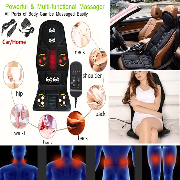 Black Back Massage Chair Car SUV Hot Seat / Home Cushion Neck Pain Waist  Support Massage Cushion Cover