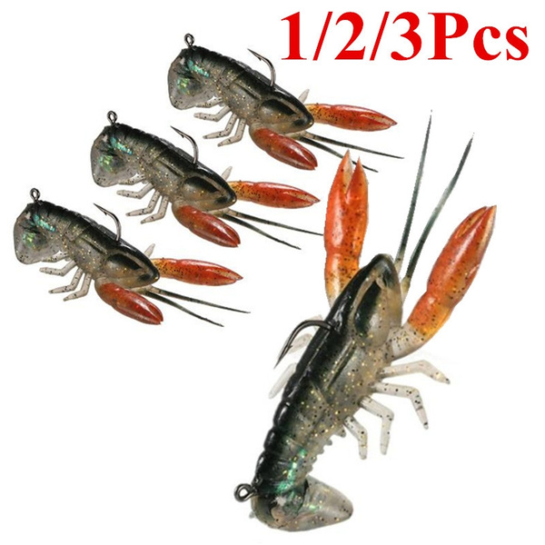 1/2/3pcs Fishing Lure Bait 8cm Soft Fake Crawfish Shrimp Lobster