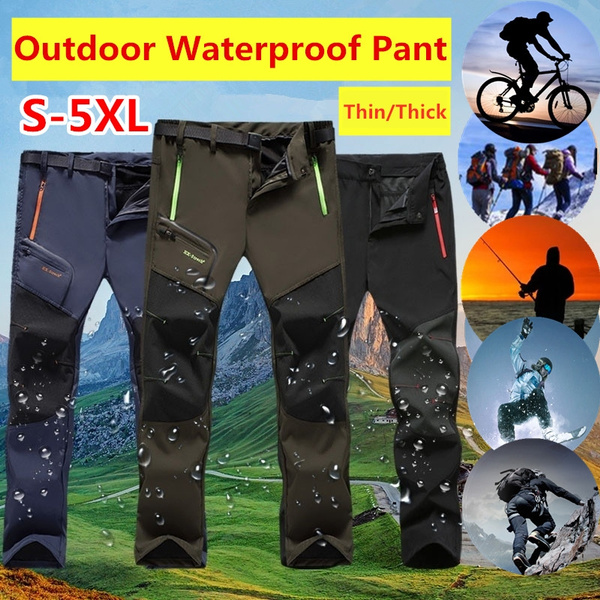Men's Waterproof Soft Shell Pants Outdoor Hiking Fishing Fleece Pants  Trousers